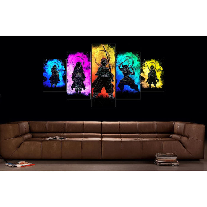 5 Piece Tanjiro Anime Canvas Wall Art Painting