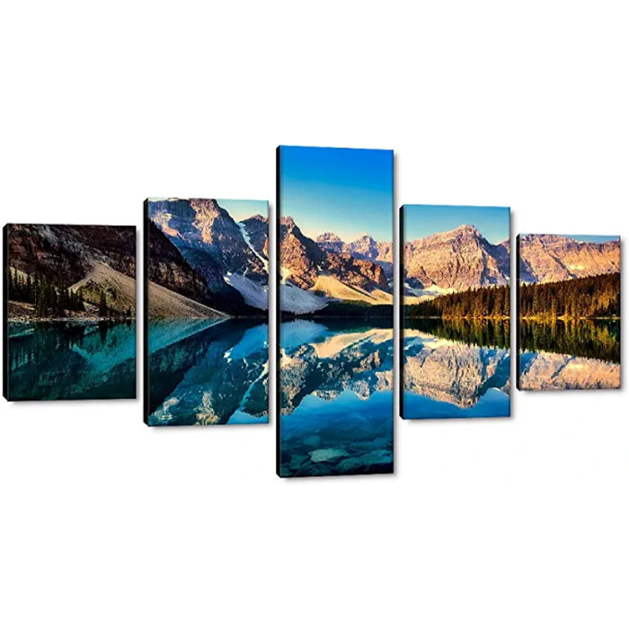 5 Pieces Snow Mountain and Lake Scenery Painting