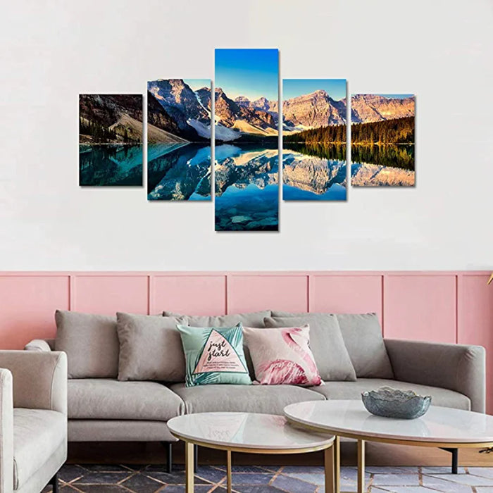 5 Pieces Snow Mountain and Lake Scenery Painting