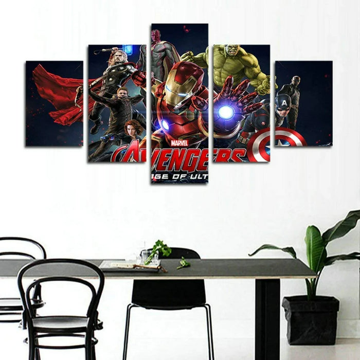 Set of 5 Avengers Print Wall Canvas