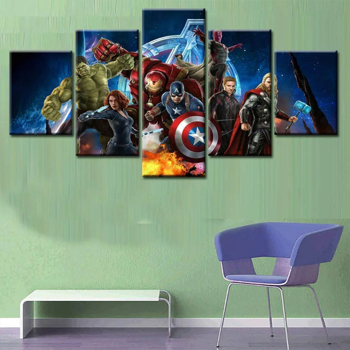 Set of 5 Avenger Super Hero Wall Canvas