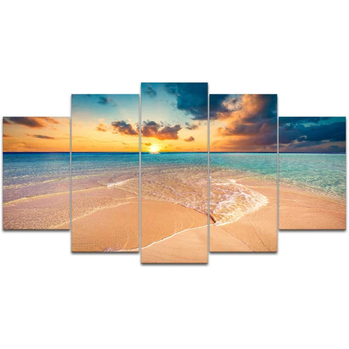 Set Of 5 Beach Sunset Wall Art Painting