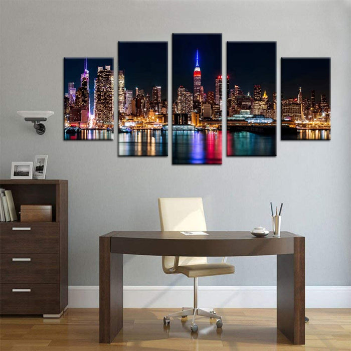 Set Of 5 Skyline View Wall Art Painting