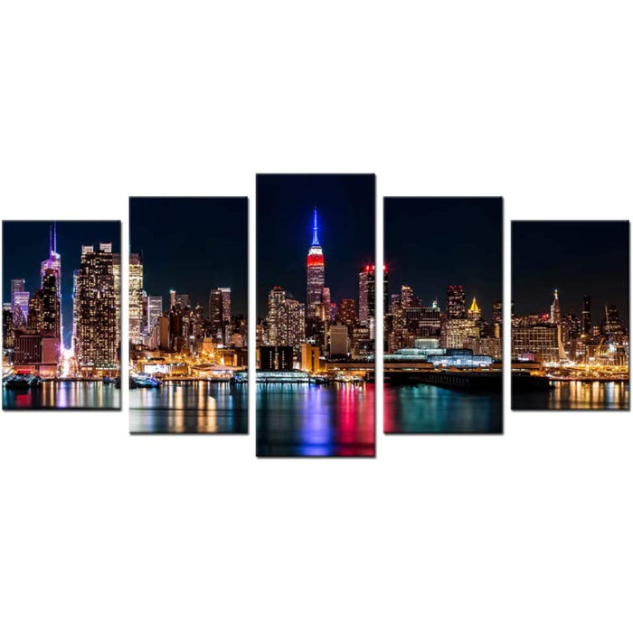 Set Of 5 Skyline View Wall Art Painting