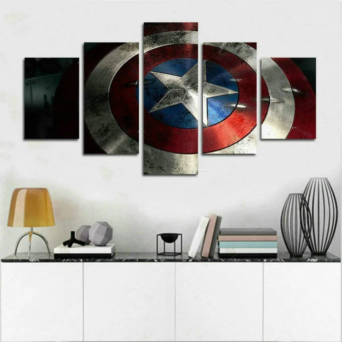 Set of 5 Captain America Shield Wall Canvas