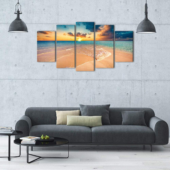 Set Of 5 Beach Sunset Wall Art Painting