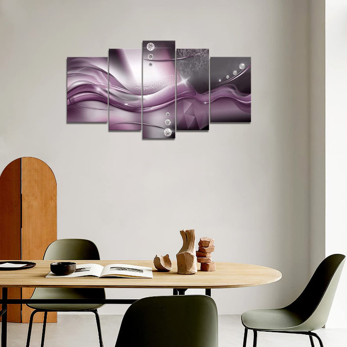 Set Of 5 Purple Wall Art Painting