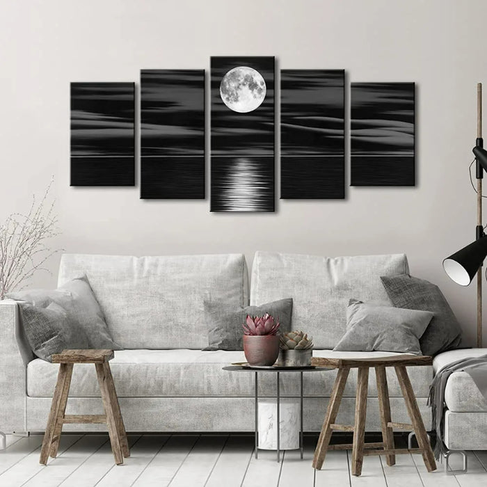 Set Of 5 Full Moon Decorative Canvas