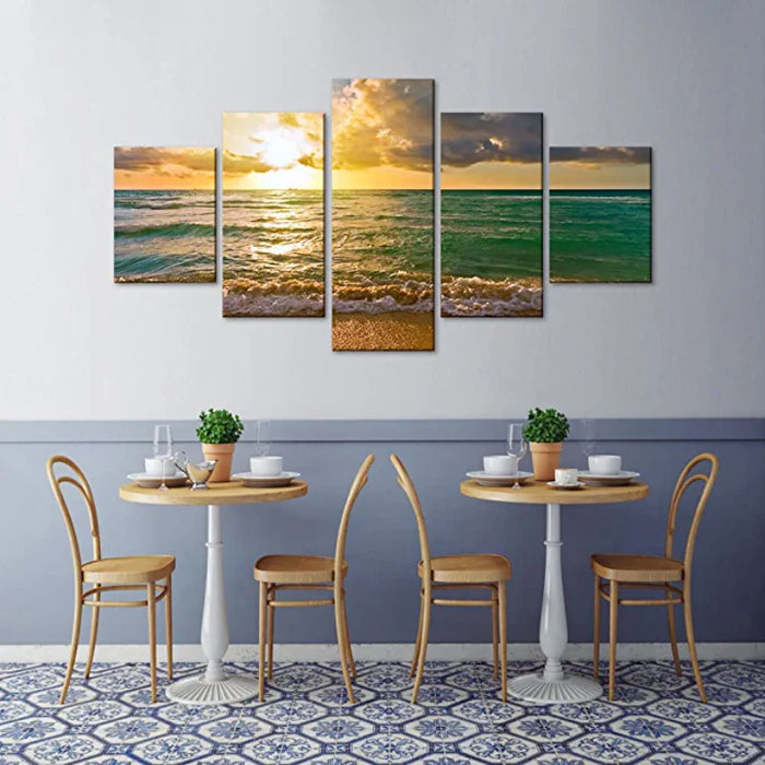 5 Pieces Sunset Seascape Landscape Painting