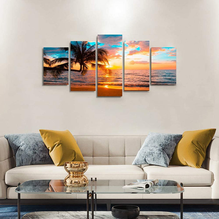 5 Piece Abstract Beach - Canvas Wall Art Painting