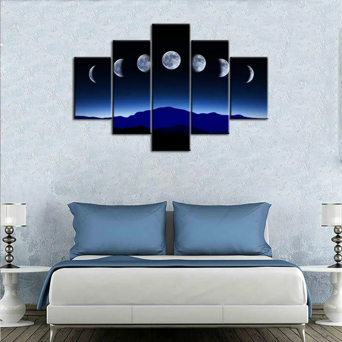 Set Of 5 Moon Cycle Decorative Canvas