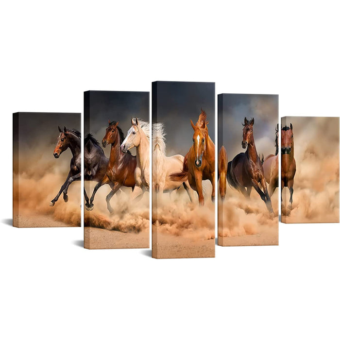 Set Of 5 Running Horse Wall Art Painting