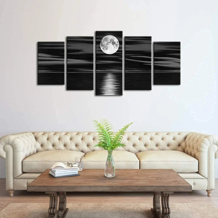 Set Of 5 Full Moon Decorative Canvas