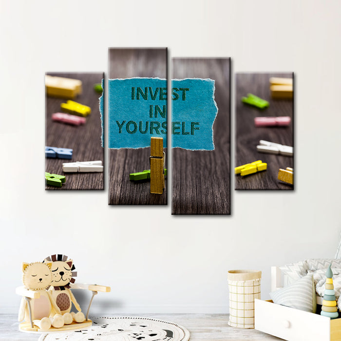 Invest In Yourself 4 Piece - Canvas Wall Art Painting