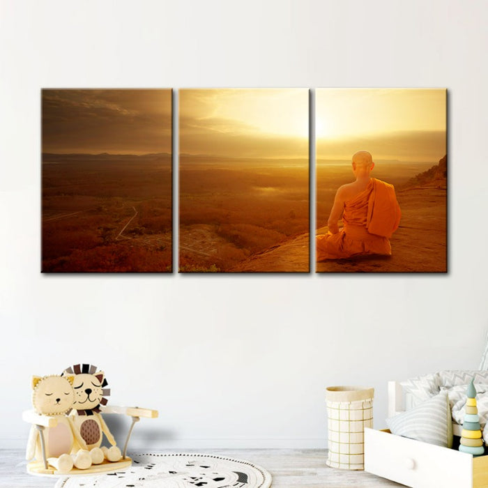 Tranquil Cliffside Sunset-Canvas Wall Art Painting 3 Pieces