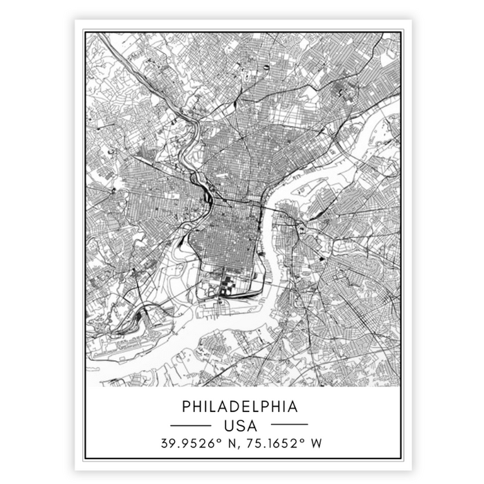 Philadelphia City Map - Canvas Wall Art Painting