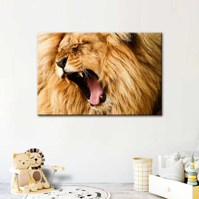 Enraged Lion's Roar - Canvas Wall Art Painting