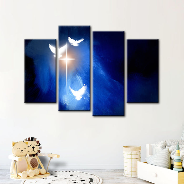 Shining Doves 4 Piece - Canvas Wall Art Painting