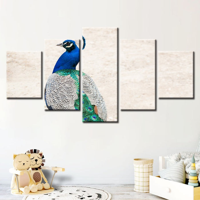 5 Piece Skirted Elegant Peacock - Canvas Wall Art Painting