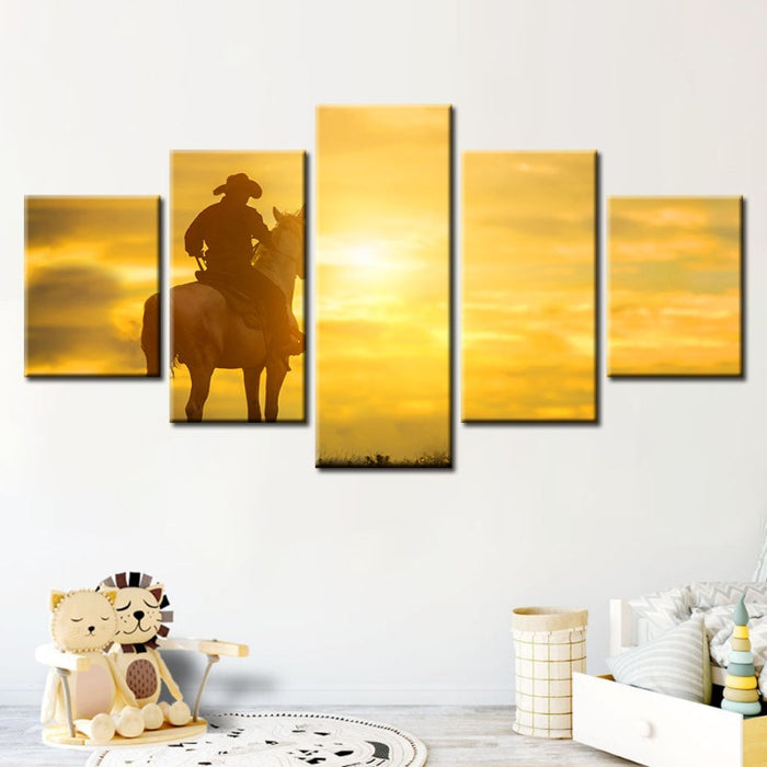 5 Piece A Cowboy And His Steed - Canvas Wall Art Painting