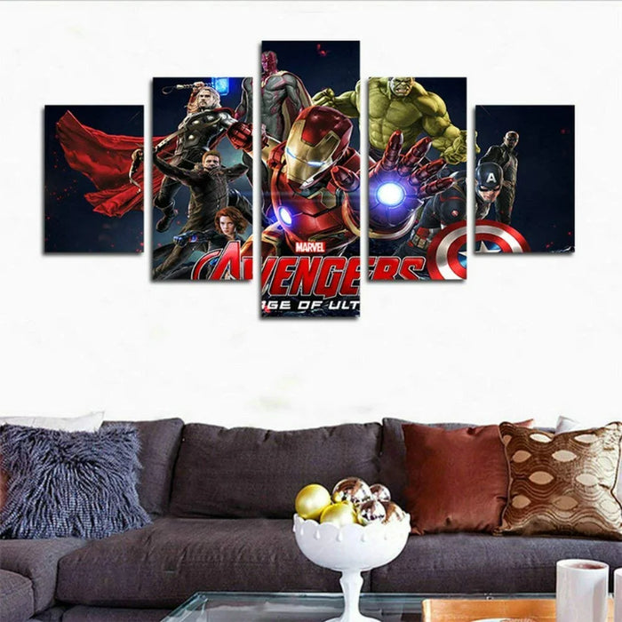 Set of 5 Avengers Print Wall Canvas