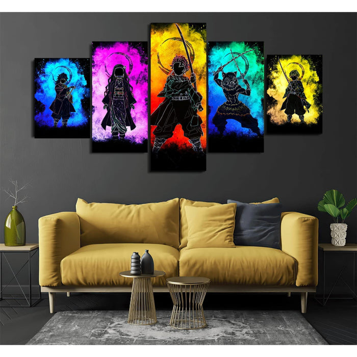 5 Piece Tanjiro Anime Canvas Wall Art Painting