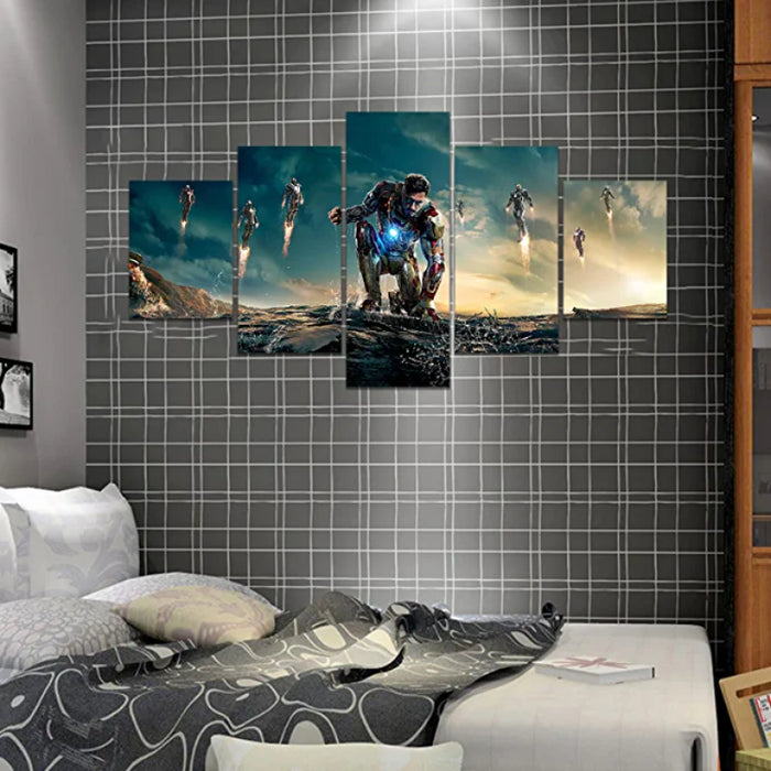 5 Pieces Iron Man Superhero Fan Gift Canvas Painting