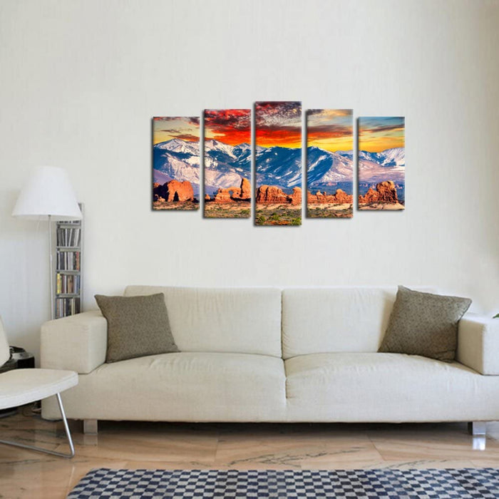 Set Of 5 Mountain Landscape Canvas Wall Art Painting