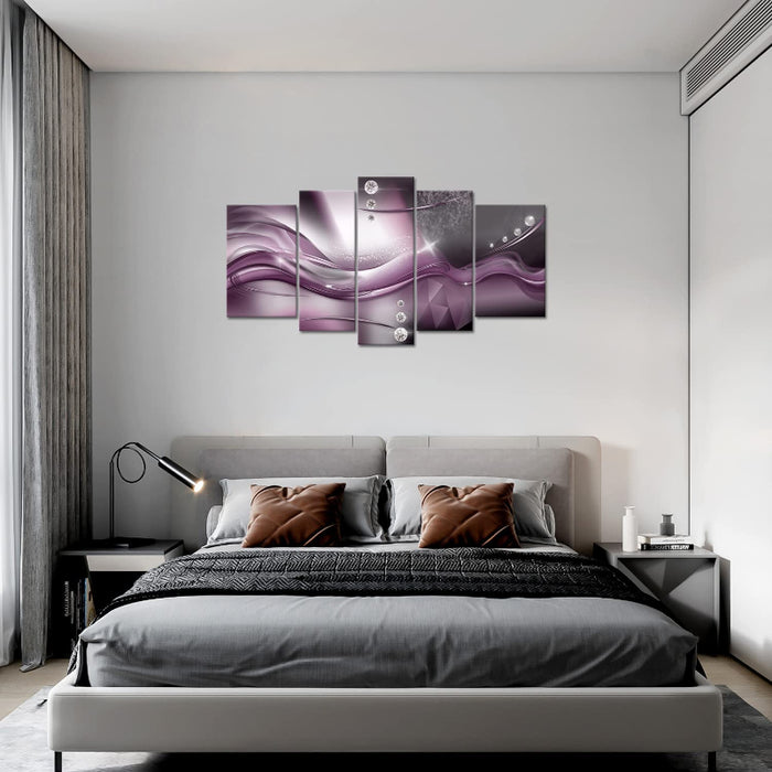 Set Of 5 Purple Wall Art Painting