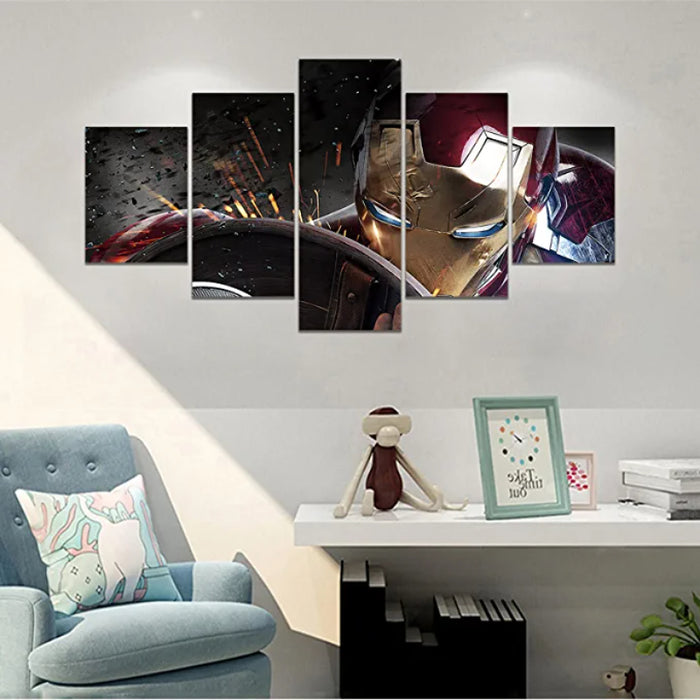 5 Pieces Iron Man Face Canvas Painting
