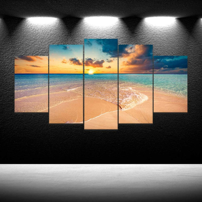 Set Of 5 Beach Sunset Wall Art Painting