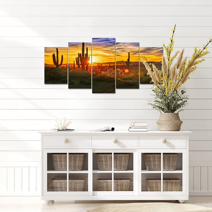 Set Of 5 Desert Sunset Wall Art Painting