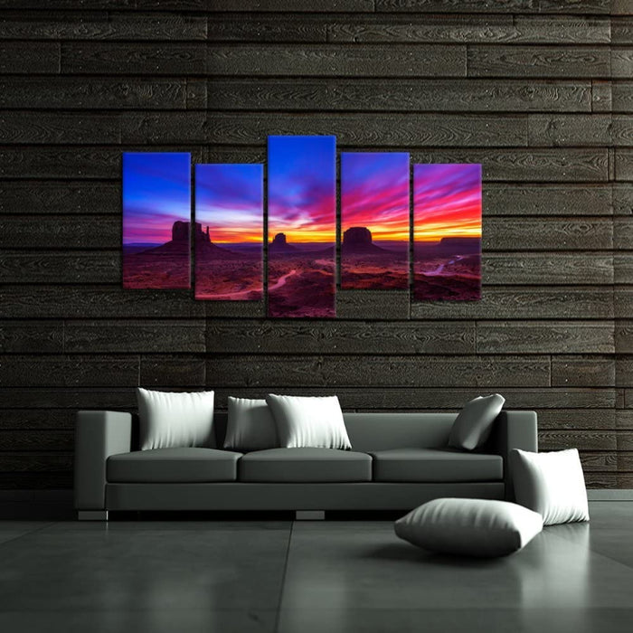 Set Of 5 Sunrise Monument Valley Wall Art Painting