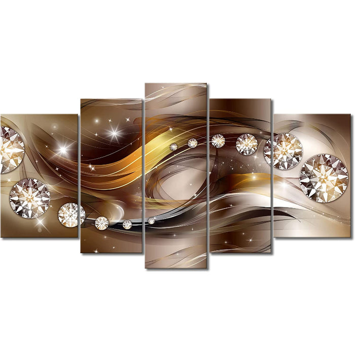 Set Of 5 Brown Diamonds Canvas Wall Art Painting