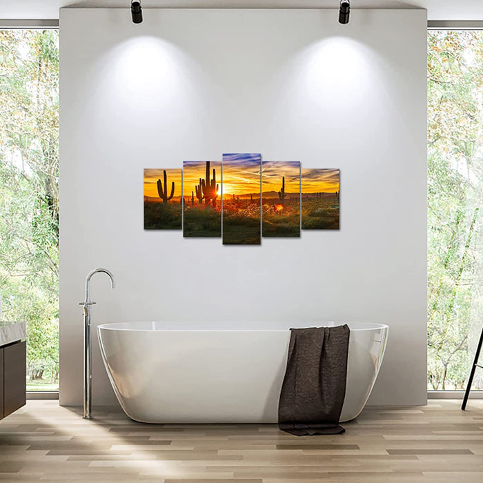 Set Of 5 Desert Sunset Wall Art Painting