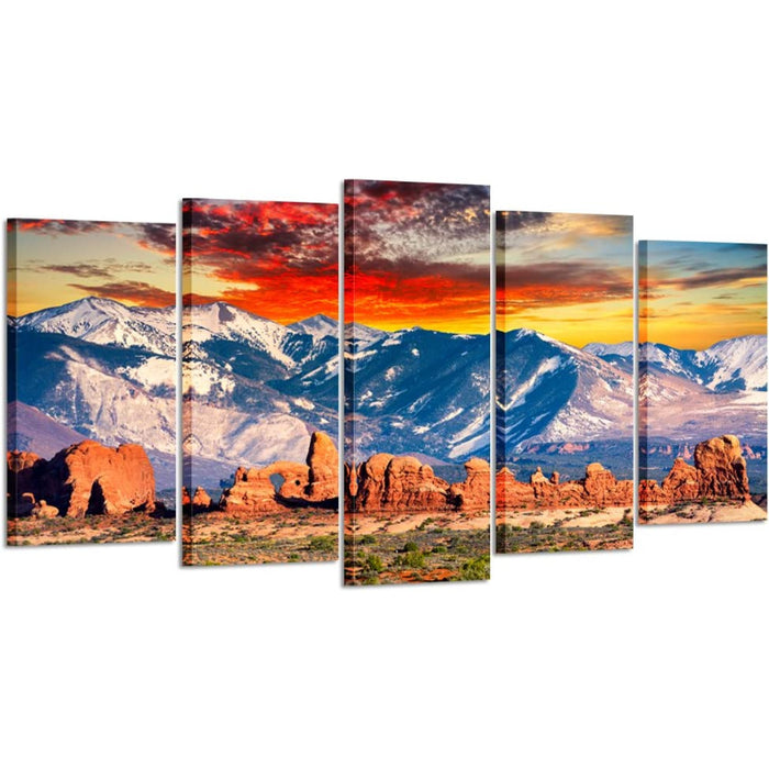 Set Of 5 Mountain Landscape Canvas Wall Art Painting