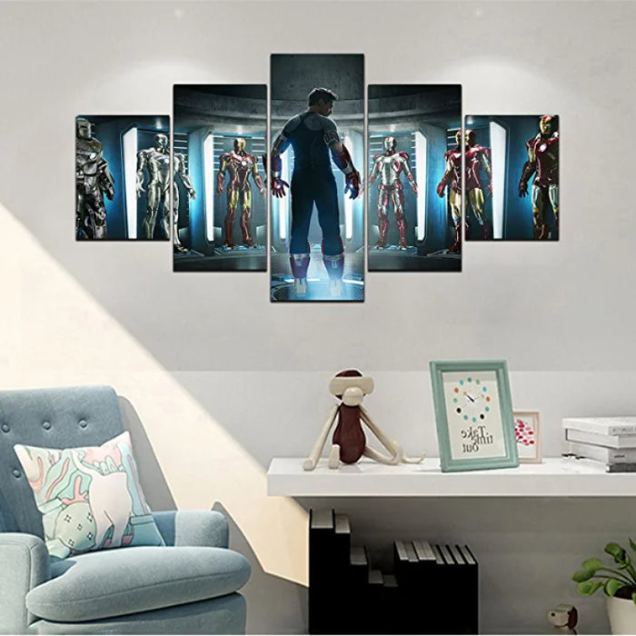 5 Pieces Iron Man Superhero Canvas Painting