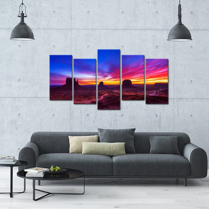 Set Of 5 Sunrise Monument Valley Wall Art Painting