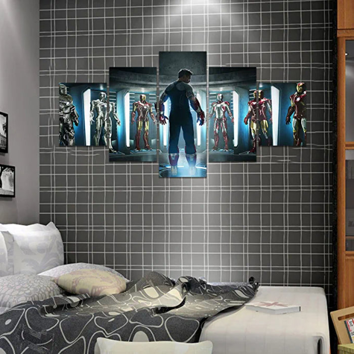 5 Pieces Iron Man Superhero Canvas Painting