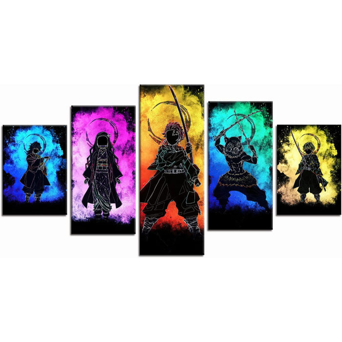 5 Piece Tanjiro Anime Canvas Wall Art Painting