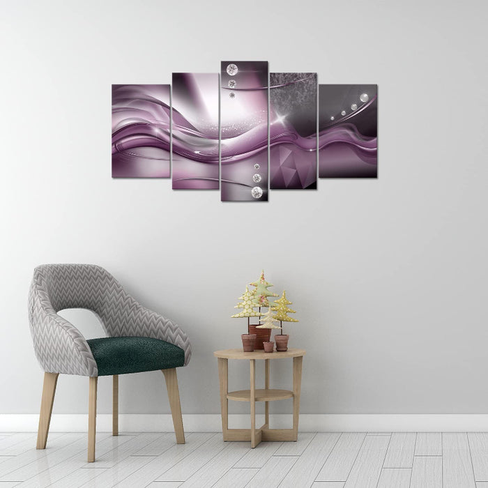 Set Of 5 Purple Wall Art Painting