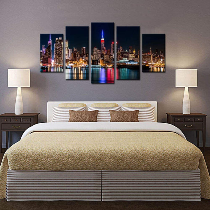 Set Of 5 Skyline View Wall Art Painting
