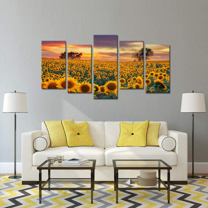 5 Piece Sunflower Farms Canvas Wall Art Painting