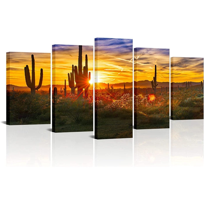 Set Of 5 Desert Sunset Wall Art Painting