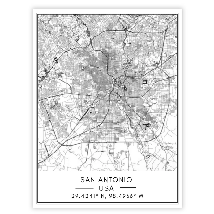 San Antonio City Map - Canvas Wall Art Painting