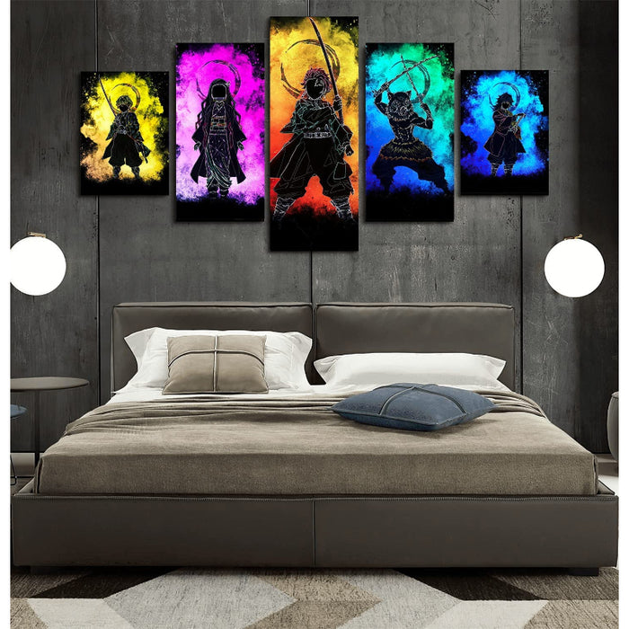 5 Piece Tanjiro Anime Canvas Wall Art Painting