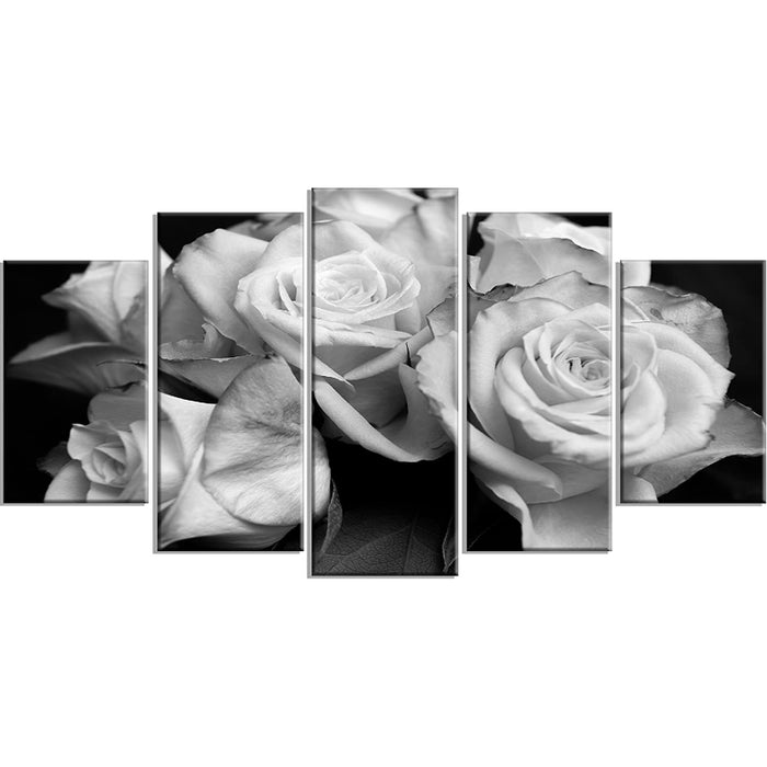 Set Of 5 Black Rose Wall Art Painting