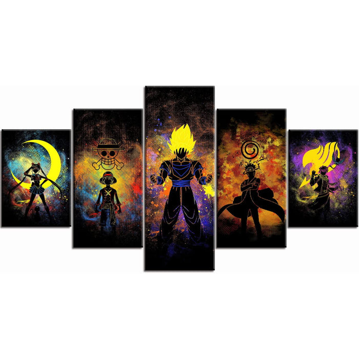 5 Piece Anime Art Canvas Wall Art Painting