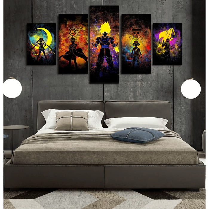 5 Piece Anime Art Canvas Wall Art Painting