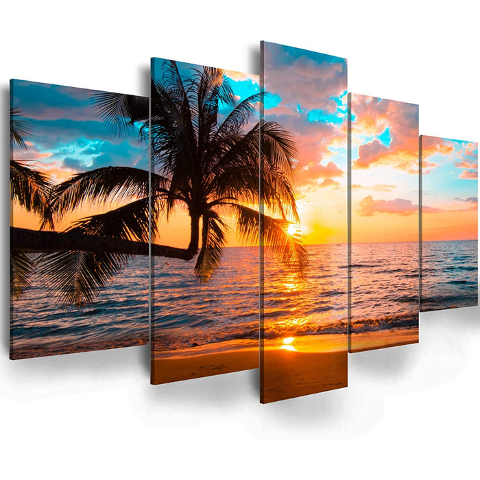 5 Piece Abstract Beach - Canvas Wall Art Painting